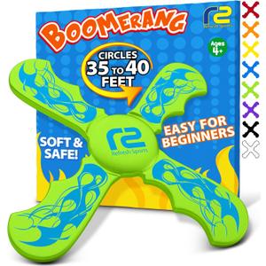Fun Boomerang - Easter Basket Stuffers for Kids - Soft & Easy to Use - Easter Gifts for Boys & Girls All Ages - Best Boy Gifts for 6 7 8 9 10 Year Old Boys + 2025 Top Toys for Age 8-12 Boy Gift Ideas (Green)