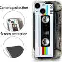 FAteamll Case for iPhone 14 Matte Finish Heavy Duty Soft Back Cover with Reinforced Corners TPU Soft Bumper Retro Cassette Tape Case Compatible with iPhone 14