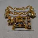 RosyLine Metal Candelabra 17" Height, Candle Holder with 5 Arms,Antique Bronze Furnish Candle Holder, Centerpiece for Home Decro,Wedding Event, Party,1 Pack (Golden Blue)