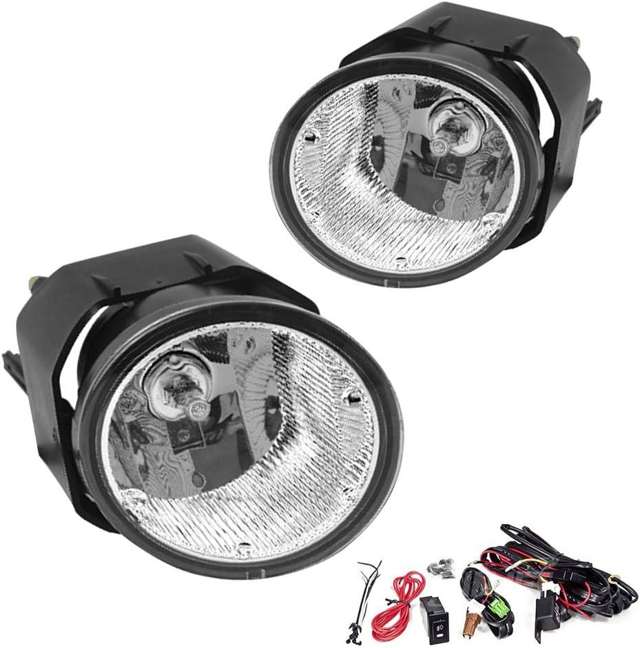 Driving Fog Lights Lamps Replacement for Nissan Sentra 2000-2003, Nissan Frontier 2001-2004, Nissan Xterra 2002-2004, Maxima 00-01 with H3 12V 55W Halogen Bulbs & Switch and Wiring Kit (Clear Lens)