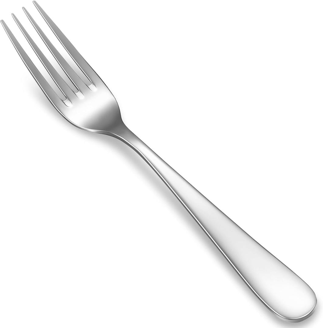 KEAWELL Premium Louise Forks, Set of 4, 18/10 Stainless Steel, Forks Silverware with Round Edge, Exceptional Mirror Finish, Dishwasher Safe (7.3" Salad Fork)