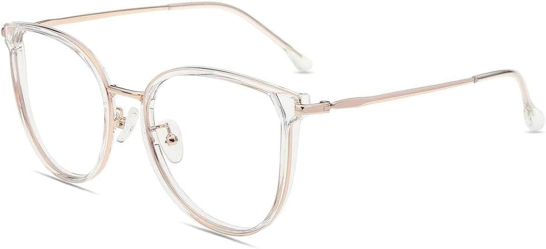 Firmoo 2023 Blue Light Blocking Reading Glasses +2.5 for Women/men, Anti Glare Reader Glasses, Clear Gold Round Computer Glasses for Screens