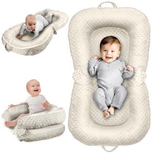 Baby Lounger Pillow : 3-in-1 Infant Lounger Pillow for Newborn 0-24 Months, Portable Tummy Time Mat for Home and Travel, Breathable & Soft Baby Seat for Baby, Babies Essentials Gifts, Off-White (Beige)