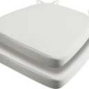 AAAAAcessories D-Shaped Chair Cushions, 2" Thick Dining Chair Pads with Ties and Removable, Machine-Washable Cover, 17" x 16", Set of 2, Natural Linen