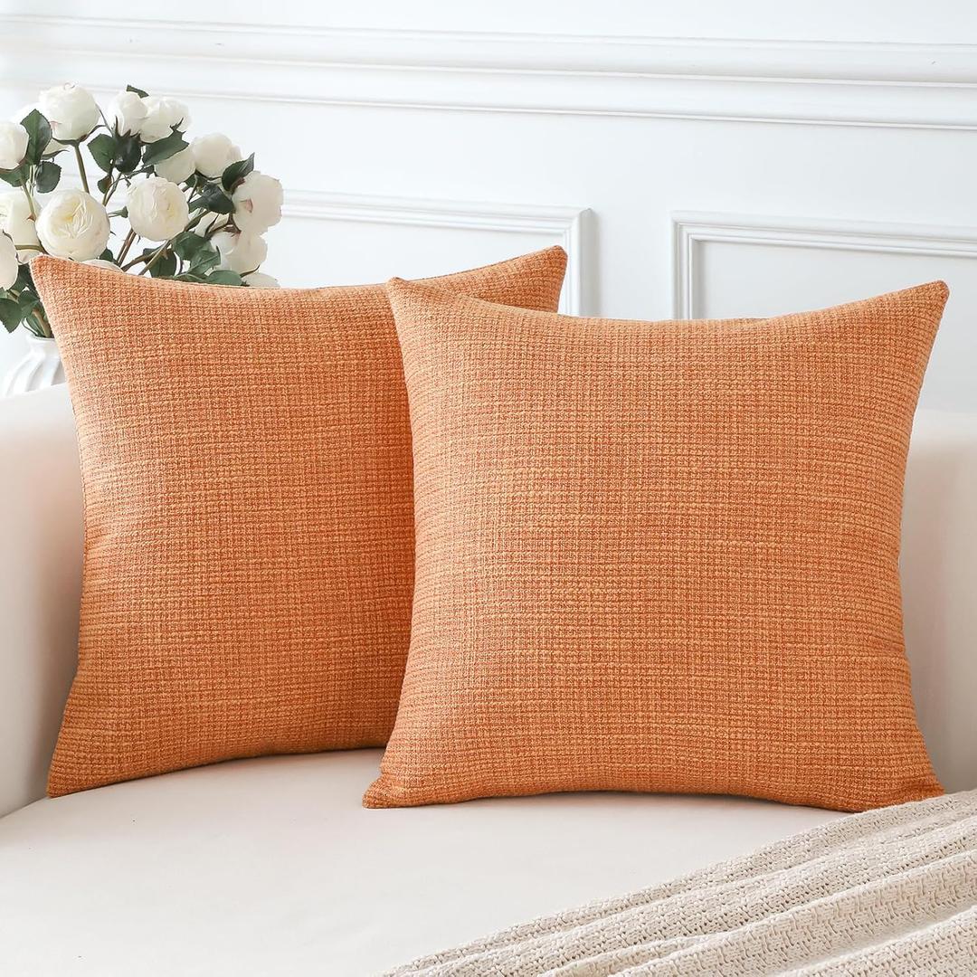 OTOSTAR Linen Throw Pillow Covers Set of 2 Decorative Square Pillowcases Cushion Covers 16x16 Inch for Home Decor Sofa Bedroom Car 40 x 40 CM Coral