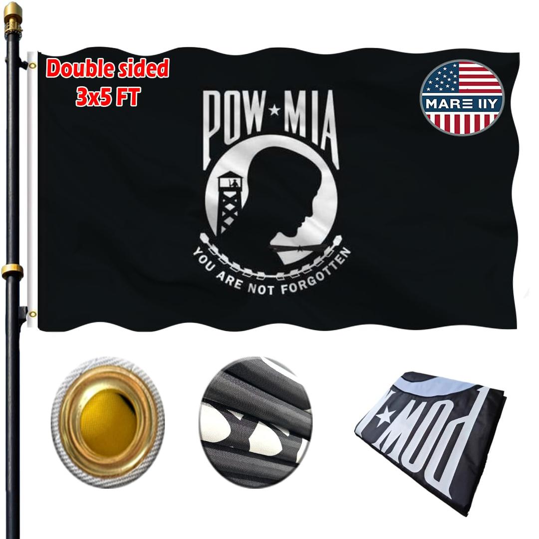Volta Double Sided Pow Mia Flag 2x3ft, Outdoor Heavy Duty 3-Ply Durable Nylon Progressive Flag with Canvas Header/Brass Grommets for Indoor and Outdoor Decoration
