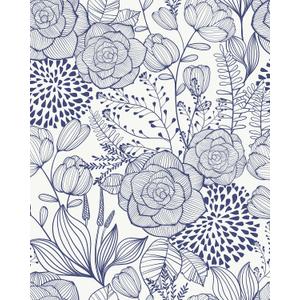 Wudnaye Blue and White Wallpaper Peel and Stick Navy Floral Wallpaper 16.9" x 118.1" Navy Blue Floral Contact Paper Peel and Stick Flowers Leaf Self Adhesive Removable Wall Paper for Bathroom Decorative