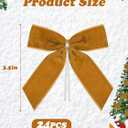 2 x 24 Pcs Khaki Small Velvet Christmas Bows for Christmas Tree, Velvet Ribbon Bows Twist Tie Bows with Clip for Wreath, Gift Wrapping, Crafts, Door Garland Decor, Home Decor 1" W,3.5 x 3.5 inch