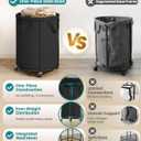 SONGMICS Laundry Basket with Wheels, Rolling Laundry Hamper with Steel Frame, Removable Liner Bag, 45 Gallon (170 L), Ink Black URLS030BH01, 170L-Rolling Round