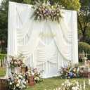 10 Panels 5x12ft Ivory Backdrop Curtains for Parties, Wrinkle Free Polyester Ivory Photo Backdrop Drapes 12 ft Long Back Drop Cloth for Wedding Birthday Photography Background Party
