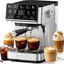 ecozy 4-in-1 Espresso Machine and Coffee Maker Combo with Milk Frother, Cold Brew & Over Ice, Interactive Touch Screen, Stainless Steel, Brezzano Elite Series for Cappuccinos, Lattes, Americanos