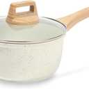 ESLITE LIFE Nonstick Sauce Pan with Lid, 1.5 QT Small Soup Pot Compatible with All Stovetops (Gas, Electric & Induction), PFOA Free, White
