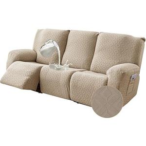 Gennia Waterproof Recliner Sofa Cover,Stretch Reclining Couch Covers with Pockets,Washable Lazy Boy Recliner Slipcovers,Leakproof Sofa Protector for Kids, Pets, Dog and Cat (3 Seat, Khaki)