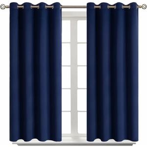 BGment Blackout Curtains for Living Room - Grommet Thermal Insulated Room Darkening Curtains for Bedroom, Set of 2 Panels (52 x 45 Inch, Navy Blue)