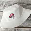 Embroidered Mushroom Bucket Hat for Women Girl Men, Soild Beige Summer Travel Embroidery Beach Sun Hat Outdoor Fisherman Cap Unisex (Beige)