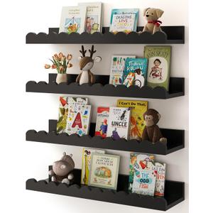 Shario Nursery Shelves (Black, 16.5 Inches)