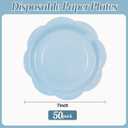 KFJBPB 30 Pack Blue Paper Plates 9 Inch, Disposable Scalloped Plates Cake Dessert Plate for Dinner Baby Shower Wedding Bridal Shower Birthday Party Supplies (Blue, 9 inch)