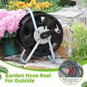 Water Hose Reel Cart, Holds 60-80 Ft of 5/8 Inch Hose, Black Wall Mounted Garden Hose Cart, Portable Hose Reel for Convenient Storage and Watering