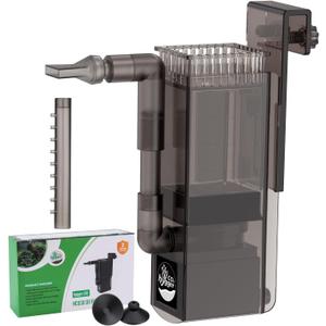 Aquarium Surface Skimmer up to 50 Gallon Aquariums, 132GPH Flow Skimmer with Dual Outlet & Wave Maker Function, 6W