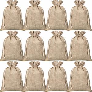 Woanger 100 Pcs Small Burlap Bags with Drawstring Reusable Burlap Gift Bags Linen Treat Sacks for Wrapping Birthday Wedding Party Favor Jewelry Pouch DIY Craft(5 x 7 Inch)