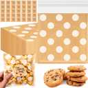 Fuyoooo 50 Pcs Self Adhesive Cookie Bags for Gift Giving Baked Goods Packaging Cookie Bags with Seal, Polka Dots Plastic Cellophane Treat Candy Bag with Thank You Stickers for Party Bakery Biscuit