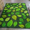 6'5"x8'5" Area Rug, Green Leaf Rugs for Bedroom Living Room, Washable Non-Slip Soft Low Pile Large Rug Indoor Floor Rug, Dorm Dining Room Nursery Home Decor Carpet