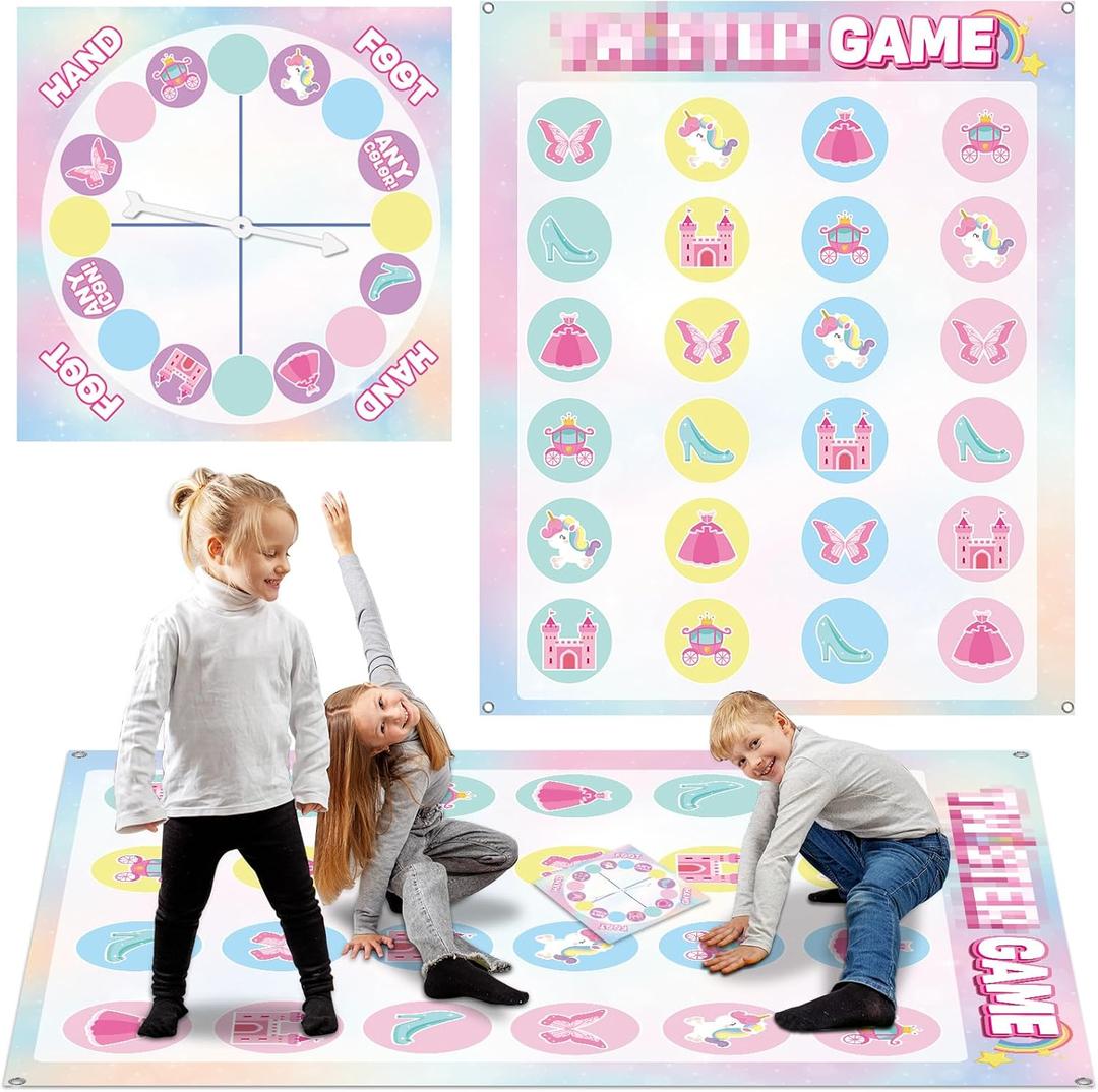 Lonfliness Unicorn Pose Balance Floor Game for 2 or More Players, Pastel Rainbow Large Mat Party Game Indoor Outdoor Family Reunion Games for Friends Adults Group Activity Unicorn Party Favor Gift, 59 x 71in