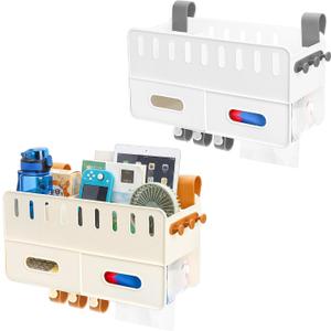 yarlung 2 Pack Bedside Organizer Hanging Caddy, Bunk Bed Shelf Plastic Storage Basket with Hooks for Bed Rail, Tissues, Remote Holder, Dorm, Bathroom, 2 Colors