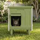 Outdoor Cat House, Extra Large Insulated Feral Cat Shelter with Escape Door & Elevated Legs, All-Weather Waterproof Cat Cave for Stray Cats