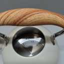 LONFFERY Tea Kettle for Stove Top, 2.5 Quart Whistling Tea Kettle, with Food Grade Stainless Steel and Wood Pattern Folding Handle, Creamy White