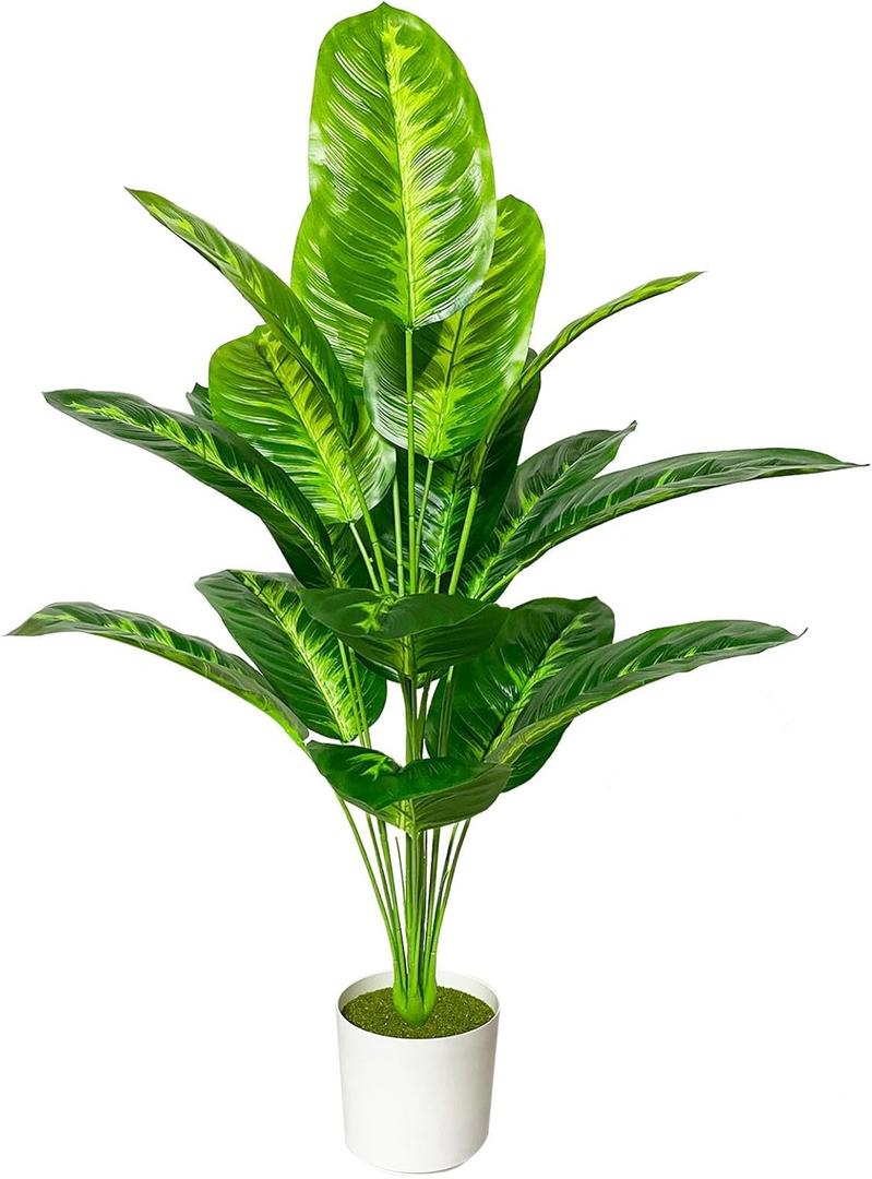Artificial Areca Palm Plant Fake Tropical Tree Perfect Faux Plants in Pot for Indoor Outdoor House Home Office Wedding Garden Modern Decoration Housewarming Gift (80cm Tropical Banana)