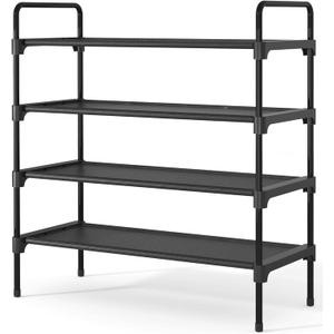 Kitsure Shoe Rack for Closet, Sturdy and Long-Lasting Shoe Shelf, Shoe Rack for Entryway, Personalized DIY Shoe Organizer, Shoe Rack Organizer for Space-Saving, 27.6" x 11.8" x 29.9", Black (27.6" Wide - 4 Tier)