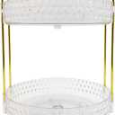 Double Layered Tray with Golden Handles, Circular Decorative Storage Rack, Cosmetics, Dining Table, Bathroom, Bedroom, attic, Outdoor Small Items are Easy to findstorage Boxes