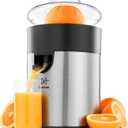 Eurolux Electric Orange Juicer, Sleek Effortless Citrus Juice Squeezer for Lemon, Lime, Grapefruit | Powerful Motor, Easy to Clean, Removable Dishwasher-Safe Parts (Full-Size)