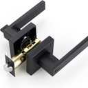 Ravinte 6 Pack Heavy Duty Door Lever Door Lock Square Door Handle Right Left Handing Lever Set Matte Black Finish Privacy Door Levers for Bed and Bath Room Keyless Interior Handles Door Lock Set