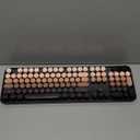 Wireless Keyboard and Mouse Combo, Ergonomic Full Size Typewriter Retro Round Keycaps Keyboard, Compatible with Windows, PC, Perfer for Home and Office Keyboards (Aurora Red)