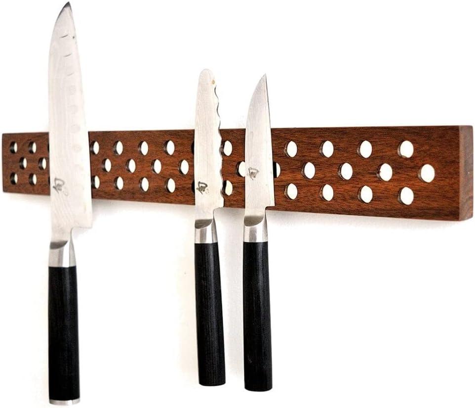 Magnetic Wooden Knife Bar Holder Strip (20 Inch, Walnut)