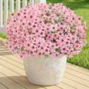 Artificial Flowers Fake Plants for Outdoors Spring Decoration, 13Bundles Silk Realistic UV Resistant Faux Flowers for Outside Planter Porch Yard Patio Garden Home Indoor, Pink