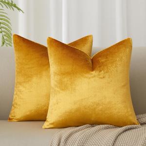 JUSPURBET Pillow Covers 26x26 Set of 2 Decorative Throw Pillow Covers Case for Couch Sofa Bed Soft Velvet Cushion Covers with Hidden Zipper for Home Decor Living Room,Golden