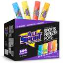 All Sport Freezer Pops, Giant Sized 3oz, 144 CT, Refreshing Ice Pops with Electrolytes, B Vitamins & Potassium Blue Raz Ice, Lemon Lime, Fruit Punch & Orange BBD: 04/2027
