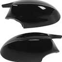 Pair Car Mirror Housing Door Mirror Cover, Trim Rear View Side Mirror Cap, Glossy Black, Fit for E90, E91, E92, E93