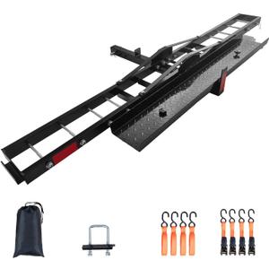 Motorcycle Hitch Carrier Bike Rack Premium Aluminum | 600LB Capacity with Low-Profile Engineering | Quick-Connect Installation for Truck/SUV Applications (Standard, Black / 600 Lbs)