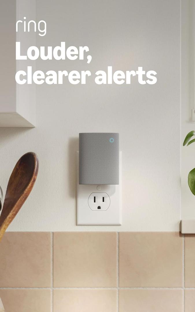 Ring Chime  Enhanced audio for real-time alerts you can hear from anywhere, easy plug-in setup, simple wifi & Bluetooth connectivity, sleek design, White