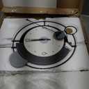 FLEBLE Large Wall Clocks for Living Room Decor Modern Pendulum Wall Clock Silent Quartz Battery Operated Non-Ticking for Bedroom Kitchen Office 24inch Black Metal Deer Clock Wall Decor for Home Indoor