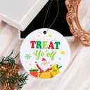 2 x Inspirational Christmas Hanging Ornaments 2025, for Coworkers Collegues Friends,Treat Yo'elf Ceramic Hanging Ornament Keepsake with Golden Ribbon for Xmas Tree Decor