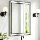 30X22 Inch Black Bathroom Mirror with Double Layer Beveled Edge, Framed Rectangular Vanity Wall Bathroom Mirrors for Over Sink, Bedroom, Living Room, and Hotel, Anti-Corrosion & Easy to Install