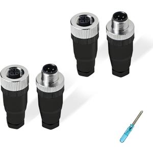 M12 4 Pin Aviation Connector, Panel Mount Socket Plug Male Female, IP67 Waterproof Circular Connector, Gold-Plated Copper Contacts, PG7, 2 Sets
