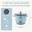 GreenLife Rice Cooker with Removable PFAS-Free Ceramic Nonstick Pot, 3-Cups Uncooked/6-Cups Cooked, Grains & Oatmeal Multicooker, Compact One-Switch Design, Auto Keep Warm, Easy Clean, Blue Haze