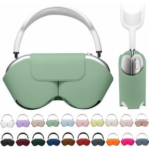 Maxjoy for Apple Airpods Max Smart Case Cover, Soft PU Leather Protective Cover Accessories for Airpod Max with Sleep Mode, Anti-Dust Travel Carrying Case for Airpods Pro Max Headphones, Grass Green