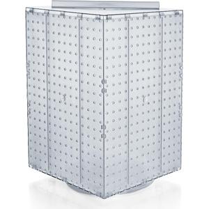 Azar Displays 701414-CLR Rotating Display Stand - 4-Sided Display Racks - Peg Display Carousel (14 W x 14 D x 20 H) - Easy Assemble Revolving Display for Retail - Pegboard Organizer, Clear